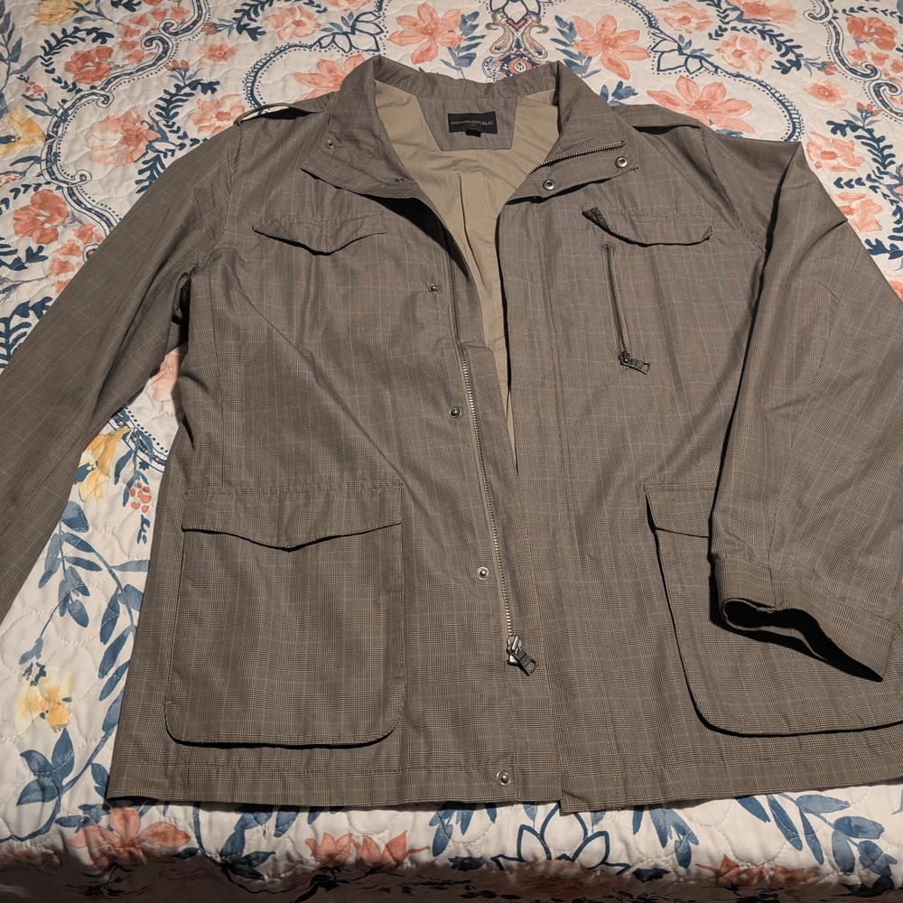 Banana Republic Tan and Black Checkered Jacket